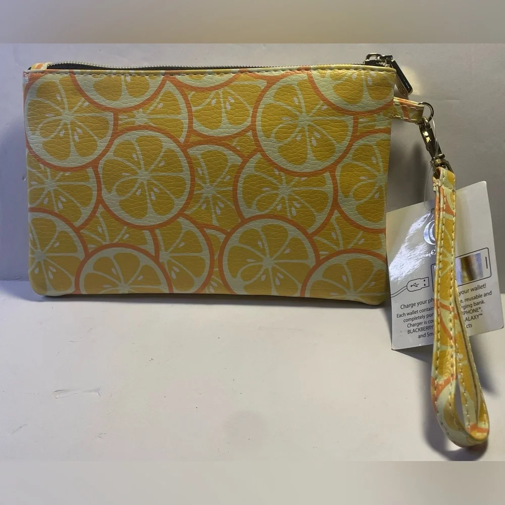 Charming Charlie Lemon Yellow Zip Bag with Phone Charge - Picture 4 of 6